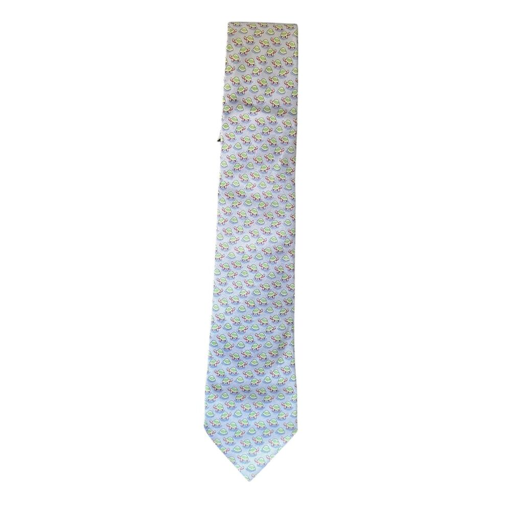 VINEYARD VINES Turtle Print Silk Tie Light‎ Blue